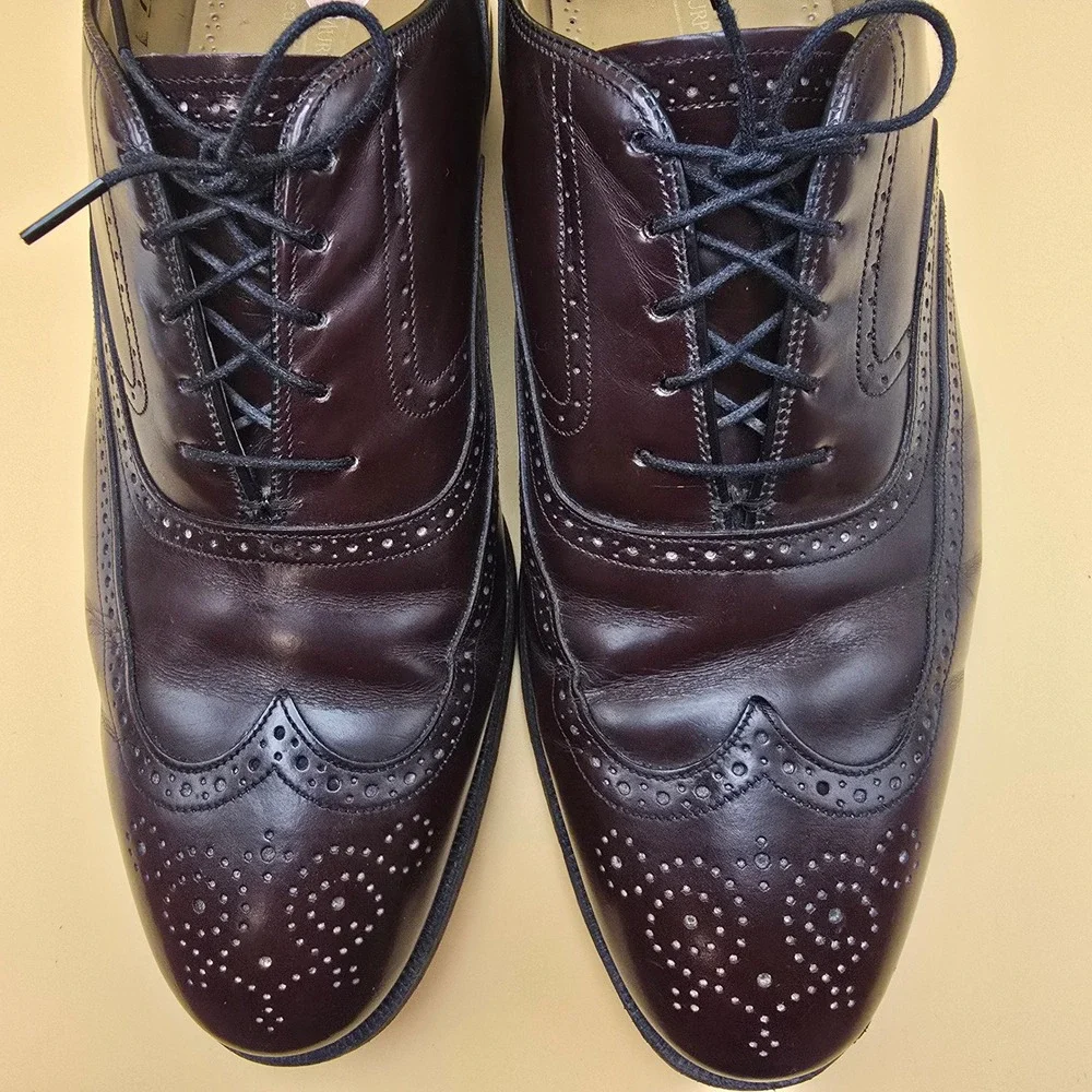 Johnston & Murphy Limited Burgundy Leather Wingtip Oxford Dress Shoes Mens 11 C